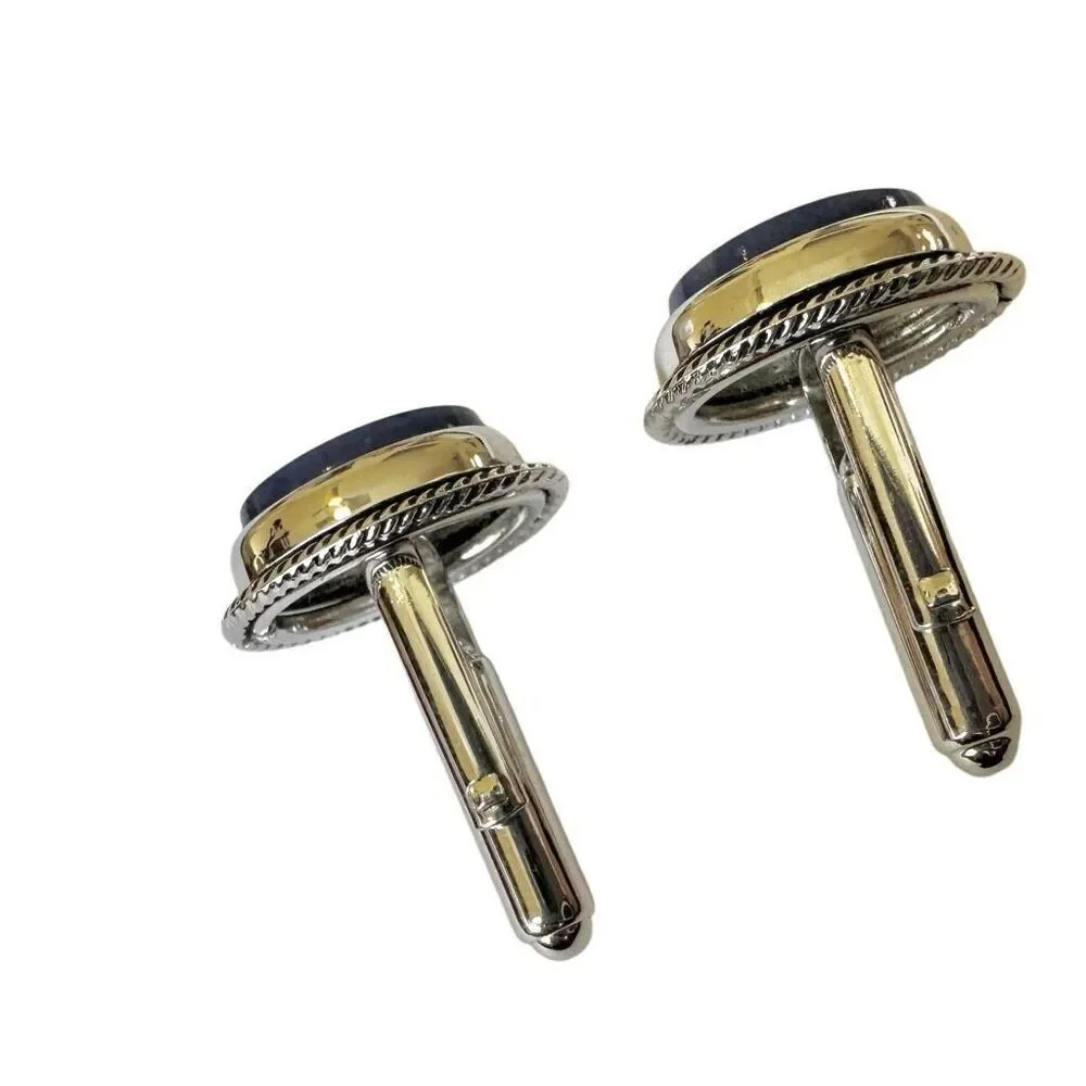 Silver tone oval Blue stone cufflinks
